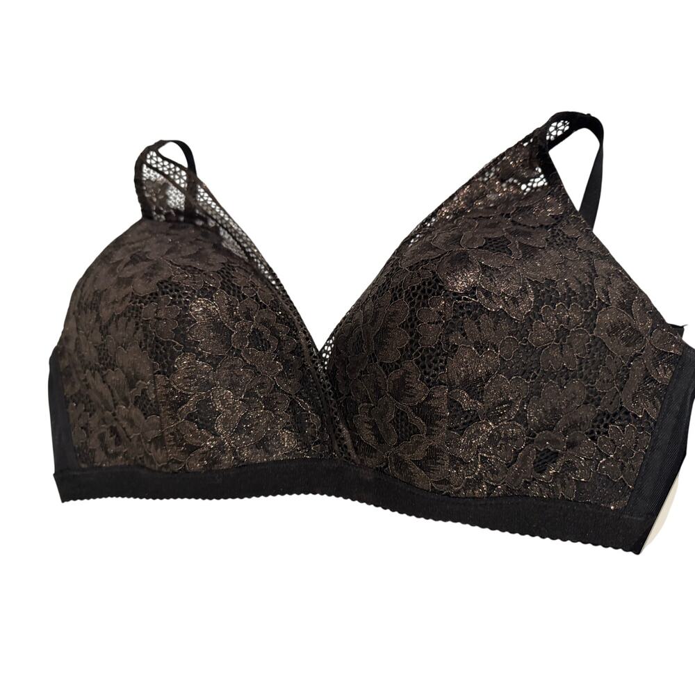 knix Lace Deep V Bralette Gilded Black Size XL